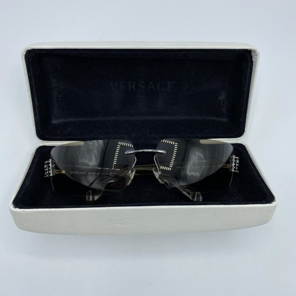 Versace Rimless Sunglasses Vintage Tortoiseshell Diamante MOD 2017-B 1001/13 y2k - Picture 15 of 16